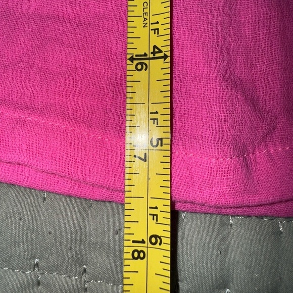 Day & Moon Bright Pink Button-Up crop gauzy bubble Shirt 100% cotton NWT Size M - Picture 10 of 14